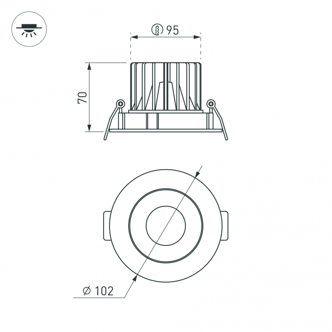Светильник MS-FORECAST-BUILT-TURN-R102-12W Warm3000 (BK-BK, 32 deg, 230V), Arlight, 035453 Светильник MS-FORECAST-BUILT-TURN-R102-12W Warm3000 (BK-BK, 32 deg, 230V), Arlight, 035453