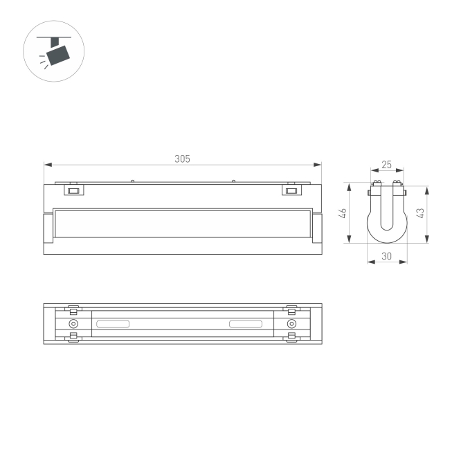 Светильник MAG-VIBE-FLAT-TURN-L305-12W Warm3000 (BK, 110 deg, 48V), Arlight, 044443, изображение 2 Светильник MAG-VIBE-FLAT-TURN-L305-12W Warm3000 (BK, 110 deg, 48V), Arlight, 044443, изображение 2