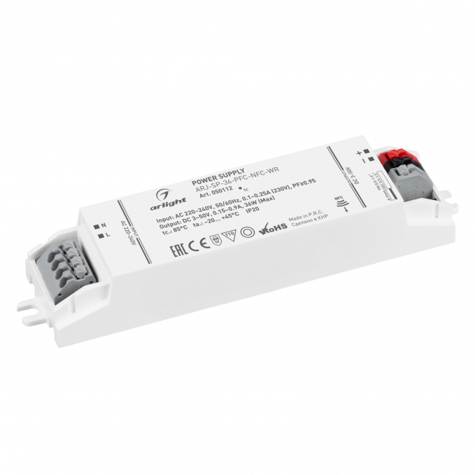 Блок питания ARJ-SP-36-PFC-NFC-WR (36W, 3-50V, 0.15-0.9A), Arlight, 050112, изображение 1 Блок питания ARJ-SP-36-PFC-NFC-WR (36W, 3-50V, 0.15-0.9A), Arlight, 050112, изображение 1