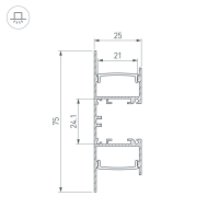 Профиль WALL-2575-DUAL-2000 ANOD, Arlight, 052513
