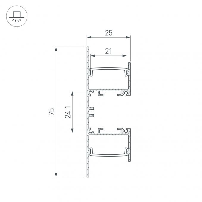 Профиль WALL-2575-DUAL-2000 ANOD, Arlight, 052513, изображение 4 Профиль WALL-2575-DUAL-2000 ANOD, Arlight, 052513, изображение 4
