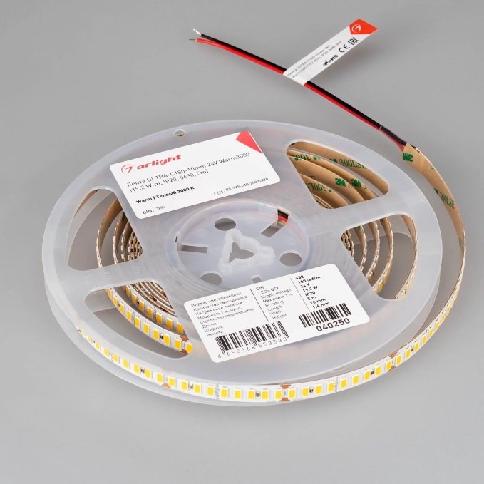 Светодиодная лента ULTRA-C180-10mm 24V Warm3000 (19.2 W/m, IP20, 5630, 5m), Arlight, 040250, изображение 4 Светодиодная лента ULTRA-C180-10mm 24V Warm3000 (19.2 W/m, IP20, 5630, 5m), Arlight, 040250, изображение 4