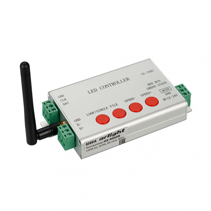Контроллер HX-806SB (2048 pix, 12-24V, SD-card, WiFi), Arlight, 020914, изображение 1 Контроллер HX-806SB (2048 pix, 12-24V, SD-card, WiFi), Arlight, 020914, изображение 1
