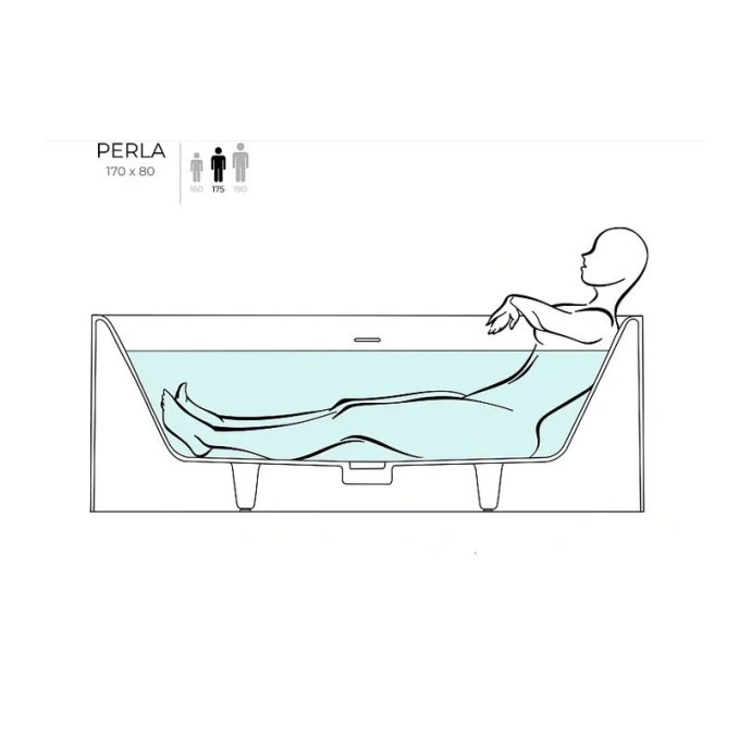 Ванна из искусственного камня Salini Perla 170x80 1049201M белая матовая отдельно стоящая