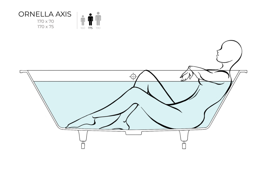 Ванна из литьевого камня Salini Ornella Axis 170x70 104613M белая матовая встраиваемая