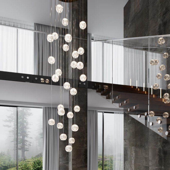 Люстра каскадная LED 120W 4000K 6600Лм CRYSTAL L-VISION ODL23 569 ODEON LIGHT 5008/120L, фото в интерьере 1 Люстра каскадная LED 120W 4000K 6600Лм CRYSTAL L-VISION ODL23 569 ODEON LIGHT 5008/120L, фото в интерьере 1