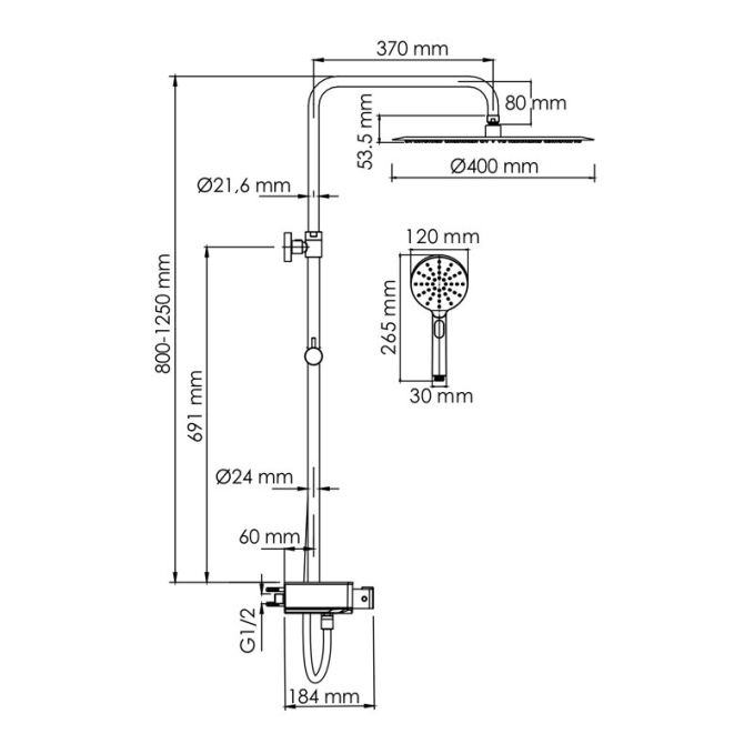 Душевая система WasserKRAFT A113.117.127.CH T Душевая система WasserKRAFT A113.117.127.CH T