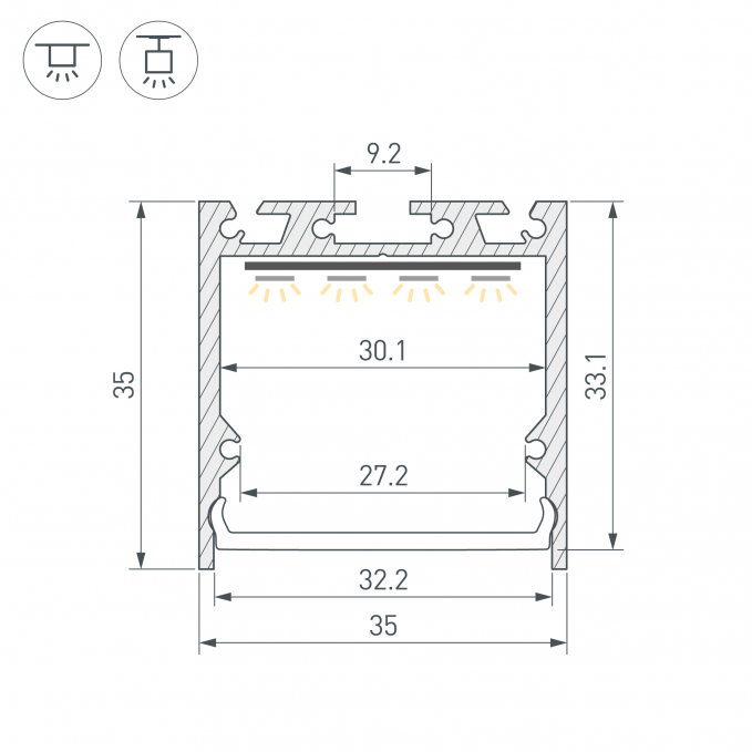 Профиль SL-LINE-3535-2000 ANOD (BY), Arlight, 059794, изображение 4 Профиль SL-LINE-3535-2000 ANOD (BY), Arlight, 059794, изображение 4