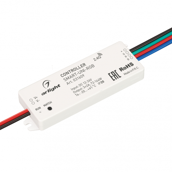 Контроллер SMART-UNI-RGB (12-24V, 3x2A, 2.4G), Arlight, 031609, изображение 1 Контроллер SMART-UNI-RGB (12-24V, 3x2A, 2.4G), Arlight, 031609, изображение 1
