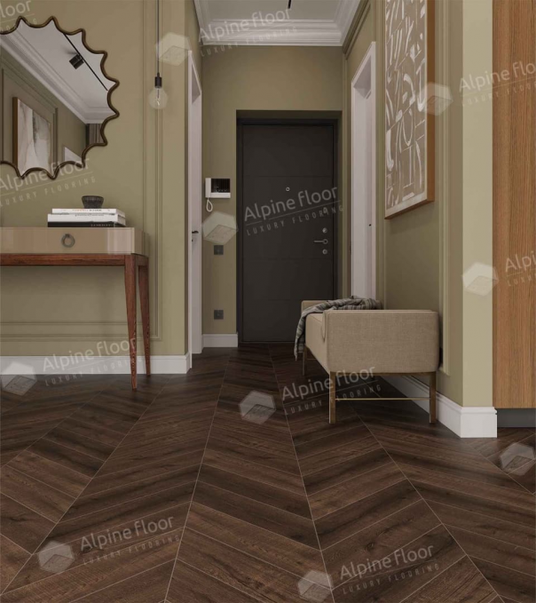 Каменный ламинат SPC Alpine Floor Chevron Alpine Дуб Мокка, ECO 18-12 MC