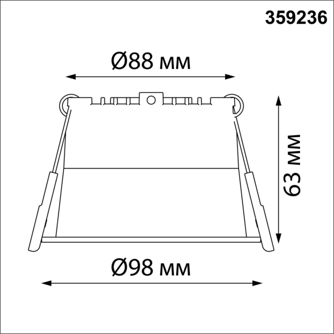 Светильник встраиваемый светодиодный IP20 LED 12W 220V 840Лм 3000К TRAN SPOT NT23 536 NOVOTECH 359236, схема товара Светильник встраиваемый светодиодный IP20 LED 12W 220V 840Лм 3000К TRAN SPOT NT23 536 NOVOTECH 359236, схема товара
