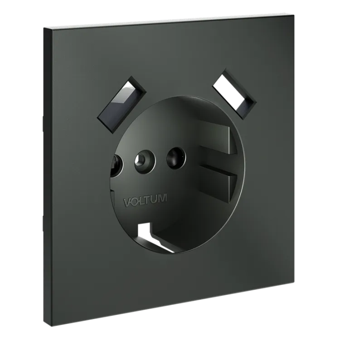 Накладка для розетки с заземлением и защитными шторками, с USB A+A, S70 (титан), Voltum, VLS000906