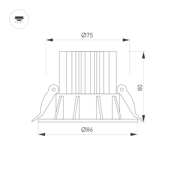 Светильник MS-FOGGY-BUILT-R86-10W Warm3000 (WH, 60 deg, 230V), Arlight, 044623, изображение 6 Светильник MS-FOGGY-BUILT-R86-10W Warm3000 (WH, 60 deg, 230V), Arlight, 044623, изображение 6