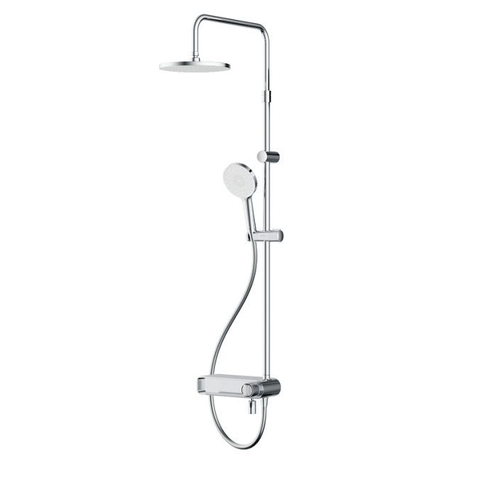 Душевая система AM.PM X-Joy F0785A700 стойка с тропическим душем, смесителем, изливом, хром Душевая система AM.PM X-Joy F0785A700 стойка с тропическим душем, смесителем, изливом, хром