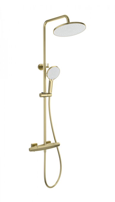 Душевая стойка со смесителем Wonzon & Woghand Neo WW-B3045-A-BG золото брашированная с термостатом Душевая стойка со смесителем Wonzon & Woghand Neo WW-B3045-A-BG золото брашированная с термостатом