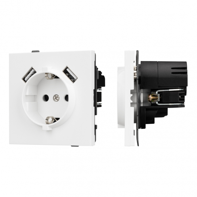 Механизм розетки с USB зарядкой SCT-TENDO-MUAA-PL-WH (230V, 16A), Arlight, 054082, изображение 1 Механизм розетки с USB зарядкой SCT-TENDO-MUAA-PL-WH (230V, 16A), Arlight, 054082, изображение 1