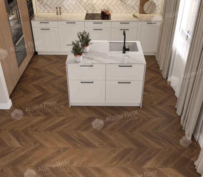 Каменный ламинат SPC Alpine Floor Chevron Alpine Дуб Коричневый, ECO 18-13 MC