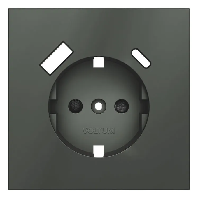 Накладка для розетки с заземлением и защитными шторками, с USB A+C, S70 (титан), Voltum, VLS001006