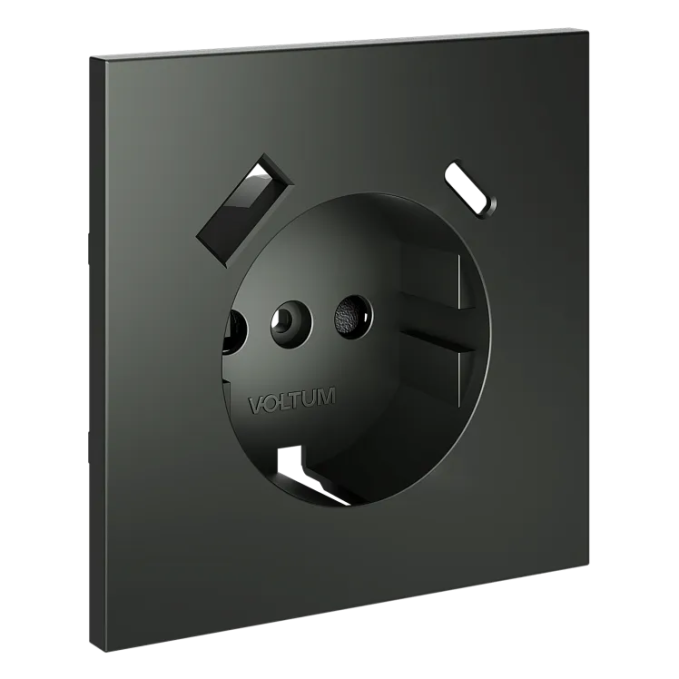 Накладка для розетки с заземлением и защитными шторками, с USB A+C, S70 (титан), Voltum, VLS001006