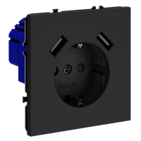 Розетка встраиваемая VOLTUM S70 с заземлением и защитными шторками, 16А, с USB, A+A, (графит), Voltum, VLS040407 Розетка встраиваемая VOLTUM S70 с заземлением и защитными шторками, 16А, с USB, A+A, (графит), Voltum, VLS040407