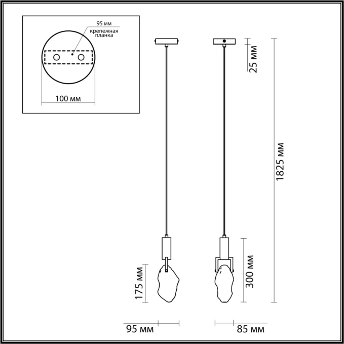 Подвесной светильник IP20 LED 5W 200Лм 3000K LIA MIDCENT ODL24 239 ODEON LIGHT 6695/5L, схема товара Подвесной светильник IP20 LED 5W 200Лм 3000K LIA MIDCENT ODL24 239 ODEON LIGHT 6695/5L, схема товара