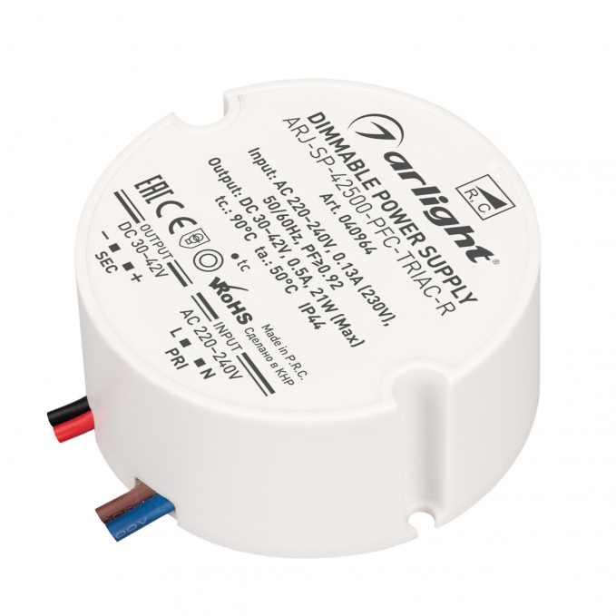 Блок питания ARJ-SP-42500-PFC-TRIAC-R (21W, 30-42V, 500mA), Arlight, 040964, изображение 1 Блок питания ARJ-SP-42500-PFC-TRIAC-R (21W, 30-42V, 500mA), Arlight, 040964, изображение 1