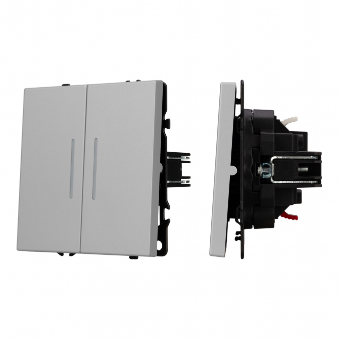 Механизм выключателя двухклавишный непроходной LED SWT-NOBE-MK02-SFPL-L-IS (230V, 10A), Arlight, 059418, изображение 1