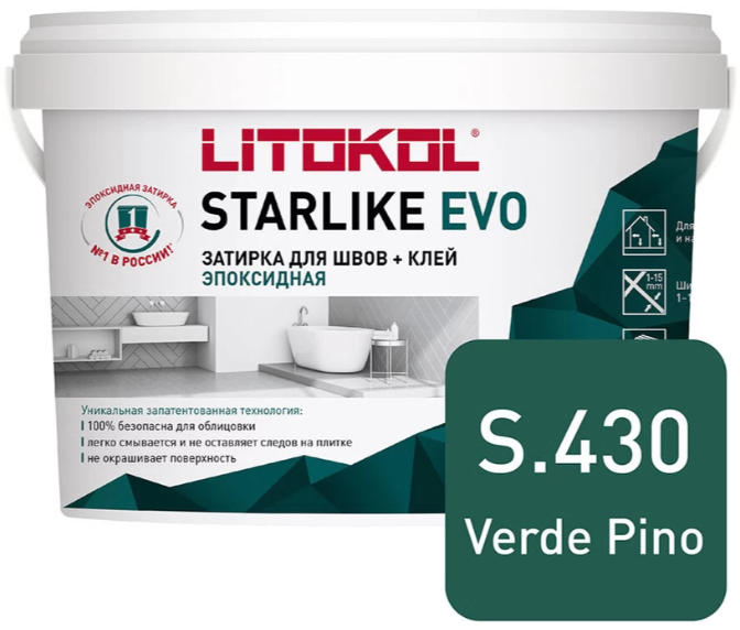 Затирка эпоксидная Litokol Starlike Evo S.430 Verde Pino, 1 кг Затирка эпоксидная Litokol Starlike Evo S.430 Verde Pino, 1 кг