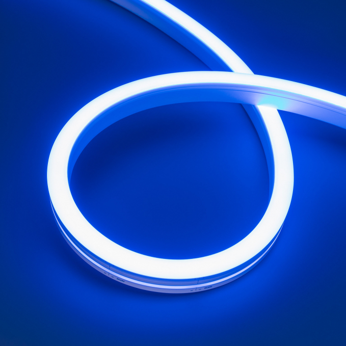 Светодиодная лента герметичная MOONLIGHT-SIDE-A140-12x17mm 24V Blue (8 W/m, IP67, 5m, wire x2), Arlight, 038799, изображение 1
