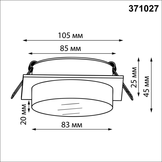 Светильник встраиваемый IP20 GX53 12Вт 220-240V GEM WIR NT25 570 NOVOTECH 371027, схема товара Светильник встраиваемый IP20 GX53 12Вт 220-240V GEM WIR NT25 570 NOVOTECH 371027, схема товара