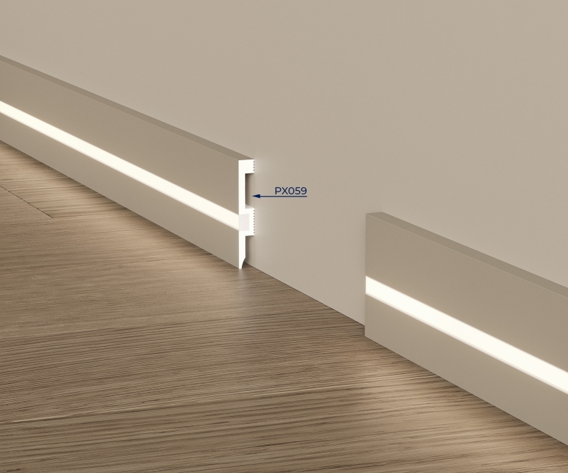 Плинтус Cosca Decor PX059, 80х12x2000 мм, Экополимер Плинтус Cosca Decor PX059, 80х12x2000 мм, Экополимер