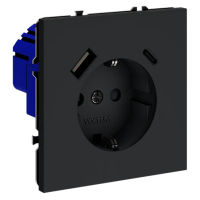 Розетка встраиваемая VOLTUM S70 с заземлением и защитными шторками, 16А, с USB, A+С, (графит), Voltum, VLS040507 Розетка встраиваемая VOLTUM S70 с заземлением и защитными шторками, 16А, с USB, A+С, (графит), Voltum, VLS040507