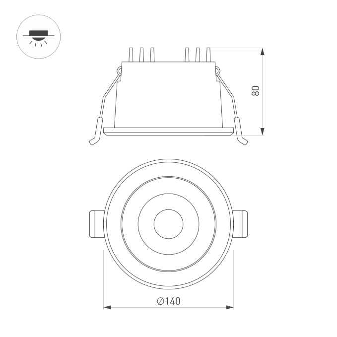 Светильник MS-ALORA-BUILT-R140-12W Day4000-MIX (BK, 40 deg, TRIAC), Arlight, 048092, изображение 6
