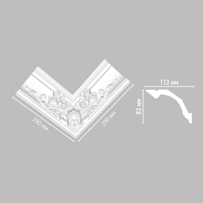 Угол внутренний Decomaster DP-353R, 73x113x290x290 мм Угол внутренний Decomaster DP-353R, 73x113x290x290 мм