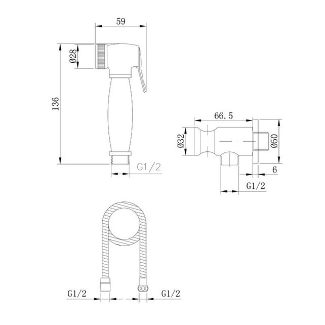 Гигиенический душ Caprigo Parts 99-563-vot бронза