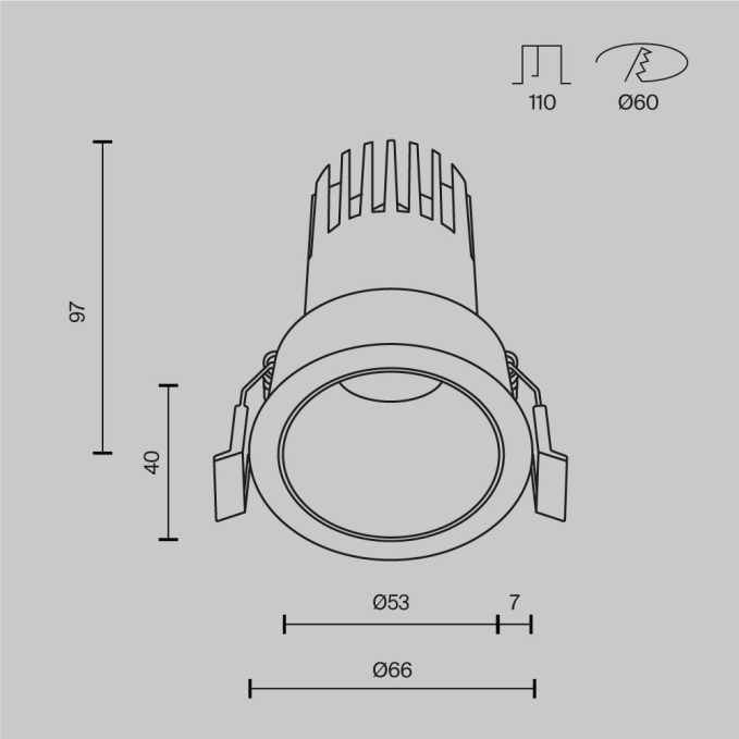 Встраиваемый светильник Омут+ / Dip 10 Вт 2700 К 50°, DL116-10W-2.7K-B, изображение 8 Встраиваемый светильник Омут+ / Dip 10 Вт 2700 К 50°, DL116-10W-2.7K-B, изображение 8