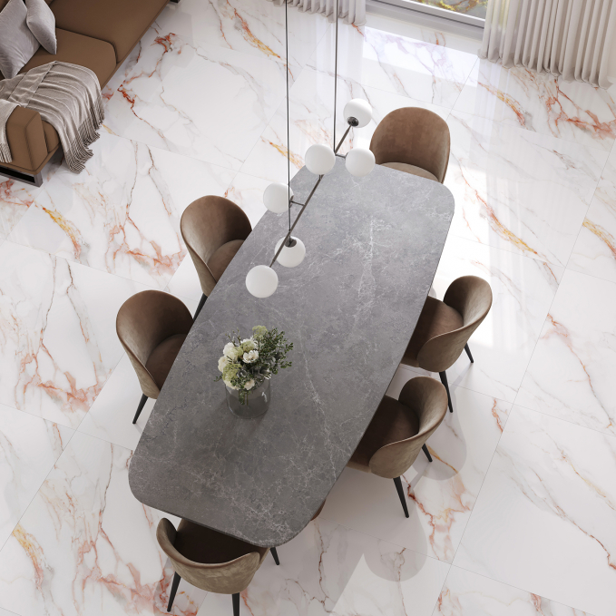 Керамический слэб StaroSlabs Polished Beldia Bianco Elegance 120x120 Керамический слэб StaroSlabs Polished Beldia Bianco Elegance 120x120