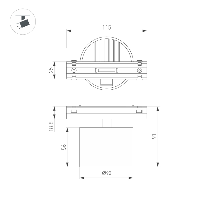 Светильник MAG-VIBE-RONDO-R90-10W Day4000 (WH, 110 deg, 48V), Arlight, 044475, изображение 3 Светильник MAG-VIBE-RONDO-R90-10W Day4000 (WH, 110 deg, 48V), Arlight, 044475, изображение 3