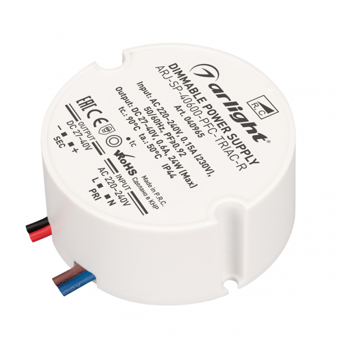 Блок питания ARJ-SP-40600-PFC-TRIAC-R (24W, 27-40V, 600mA), Arlight, 040965, изображение 1 Блок питания ARJ-SP-40600-PFC-TRIAC-R (24W, 27-40V, 600mA), Arlight, 040965, изображение 1