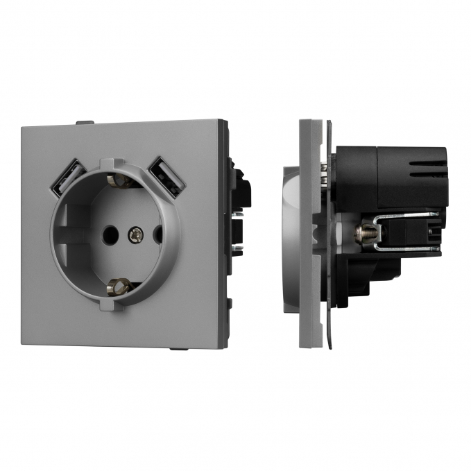 Механизм розетки с USB зарядкой SCT-TENDO-MUAA-PL-GR (230V, 16A), Arlight, 054084, изображение 1 Механизм розетки с USB зарядкой SCT-TENDO-MUAA-PL-GR (230V, 16A), Arlight, 054084, изображение 1