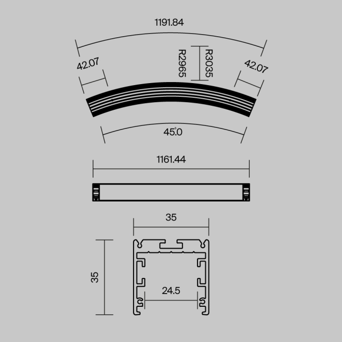 Радиусный профиль 35x35 D1500мм 1/8 круга черный, ALM-3535R-B-D-45°-1.5M, изображение 7 Радиусный профиль 35x35 D1500мм 1/8 круга черный, ALM-3535R-B-D-45°-1.5M, изображение 7
