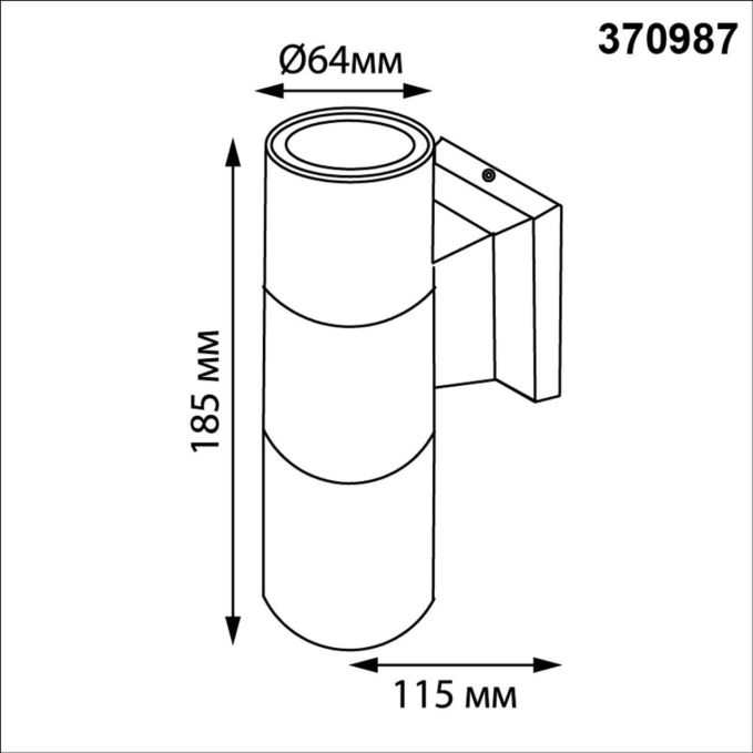 Светильник ландшафтный IP65 GU10 2*50W 100-240V LANDSCAPE STREET NT25 750 NOVOTECH 370987, схема товара Светильник ландшафтный IP65 GU10 2*50W 100-240V LANDSCAPE STREET NT25 750 NOVOTECH 370987, схема товара