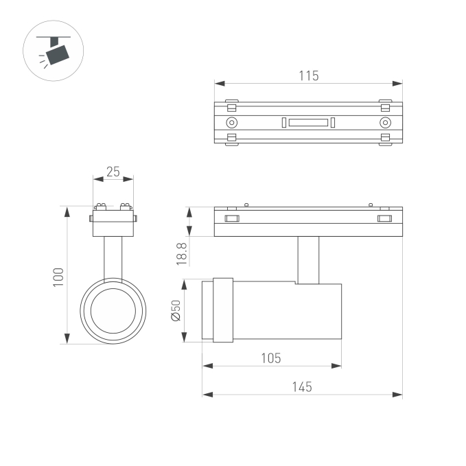 Светильник MAG-VIBE-SPOT-ZOOM-R47-10W Day4000 (WH, 20-55 deg, 48V), Arlight, 044486, изображение 4 Светильник MAG-VIBE-SPOT-ZOOM-R47-10W Day4000 (WH, 20-55 deg, 48V), Arlight, 044486, изображение 4