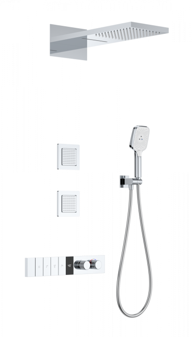 Душевой комплект со смесителем Wonzon & Woghand WW-D4538-A-CR хром глянцевый встраиваемый с термостатом Душевой комплект со смесителем Wonzon & Woghand WW-D4538-A-CR хром глянцевый встраиваемый с термостатом