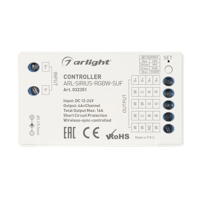 Контроллер ARL-SIRIUS-RGBW-SUF (12-24V, 4x4A, 2.4G), Arlight, 032351, изображение 3 Контроллер ARL-SIRIUS-RGBW-SUF (12-24V, 4x4A, 2.4G), Arlight, 032351, изображение 3
