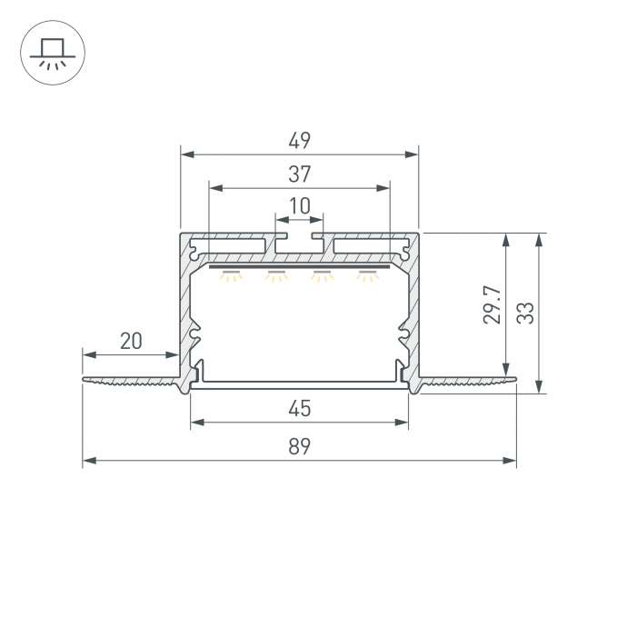 Профиль LINIA45-FANTOM-2000 ANOD, Arlight, 059412, изображение 4