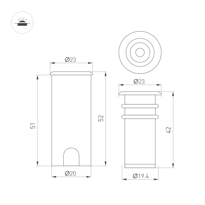 Светильник ART-PELURU-GROUND-R23-1W Warm2700 (GR, 30 deg, 24V), Arlight, 057838, изображение 4 Светильник ART-PELURU-GROUND-R23-1W Warm2700 (GR, 30 deg, 24V), Arlight, 057838, изображение 4