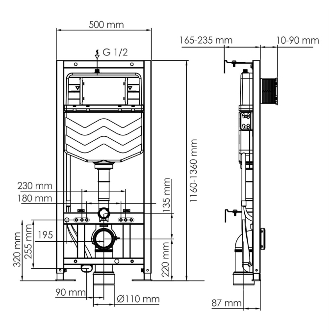 Система инсталляции для унитазов WasserKRAFT Aller 10TLT.010.ME.RG04