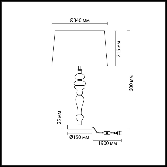 Насттол.лампа E27 1*60W HOMI CLASSIC ODL24 371 ODEON LIGHT 5040/1T, схема товара Насттол.лампа E27 1*60W HOMI CLASSIC ODL24 371 ODEON LIGHT 5040/1T, схема товара