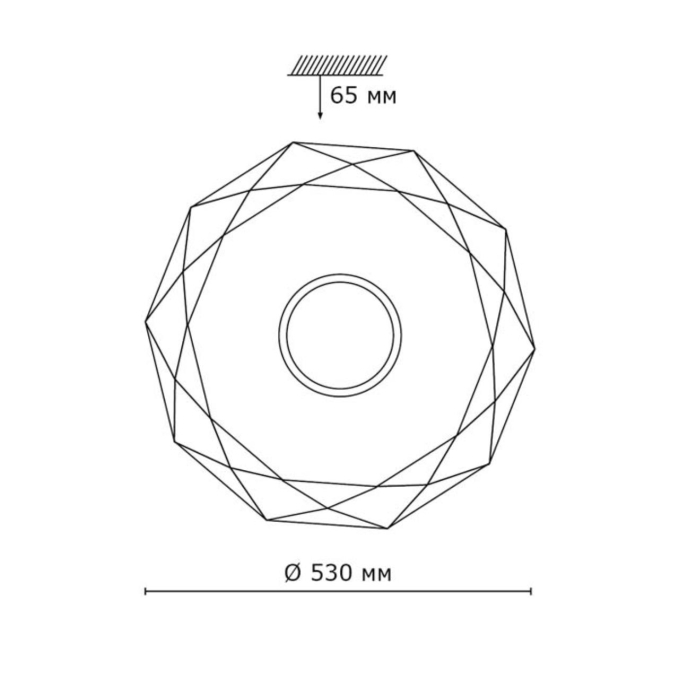 Светильник LED 72Вт 3000-6000K D530 IP43 пульт ДУ PRISA PALE SN 000 СОНЕКС 2057/EL, схема товара Светильник LED 72Вт 3000-6000K D530 IP43 пульт ДУ PRISA PALE SN 000 СОНЕКС 2057/EL, схема товара